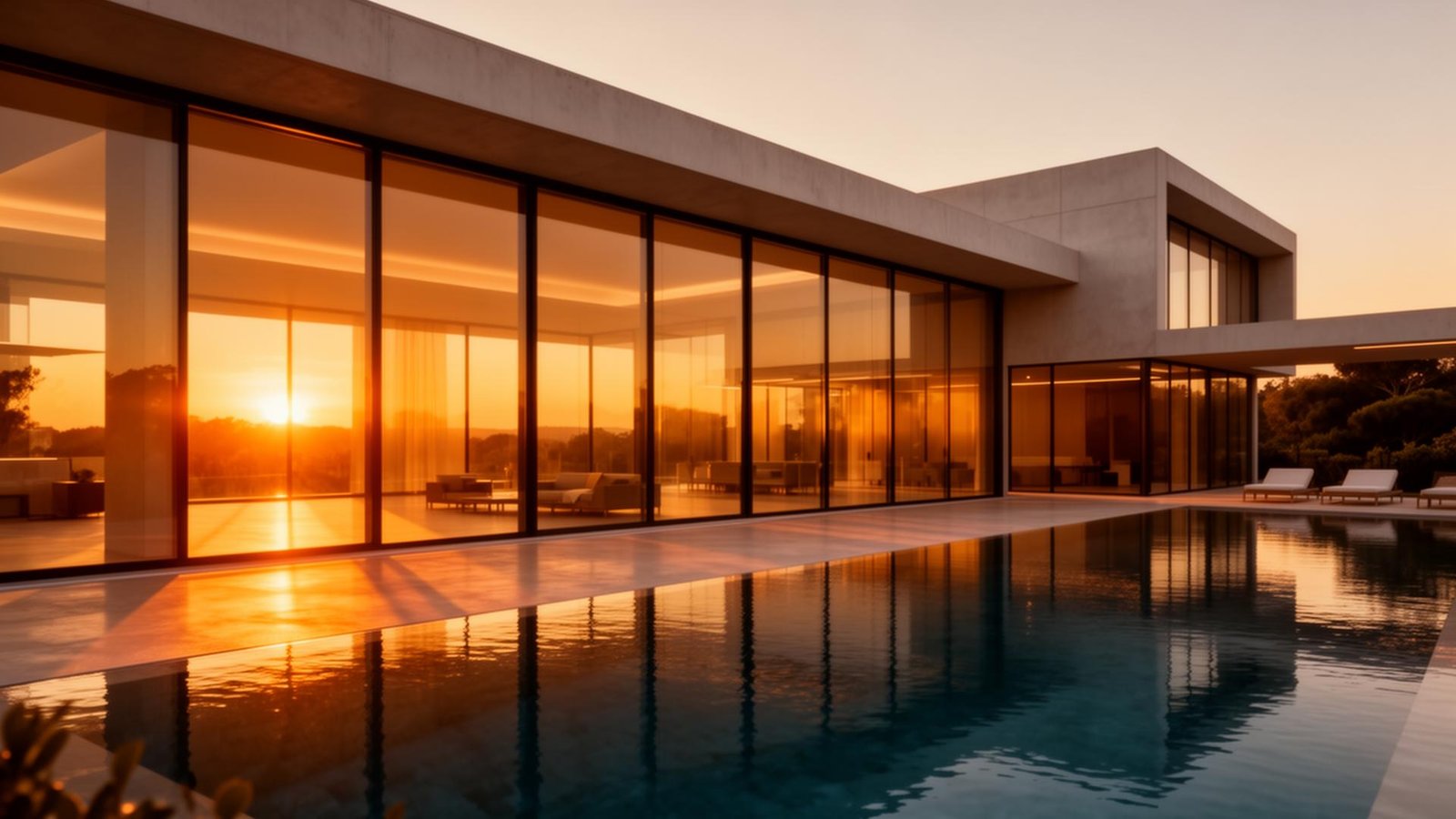 Luxury modern architecture at sunset